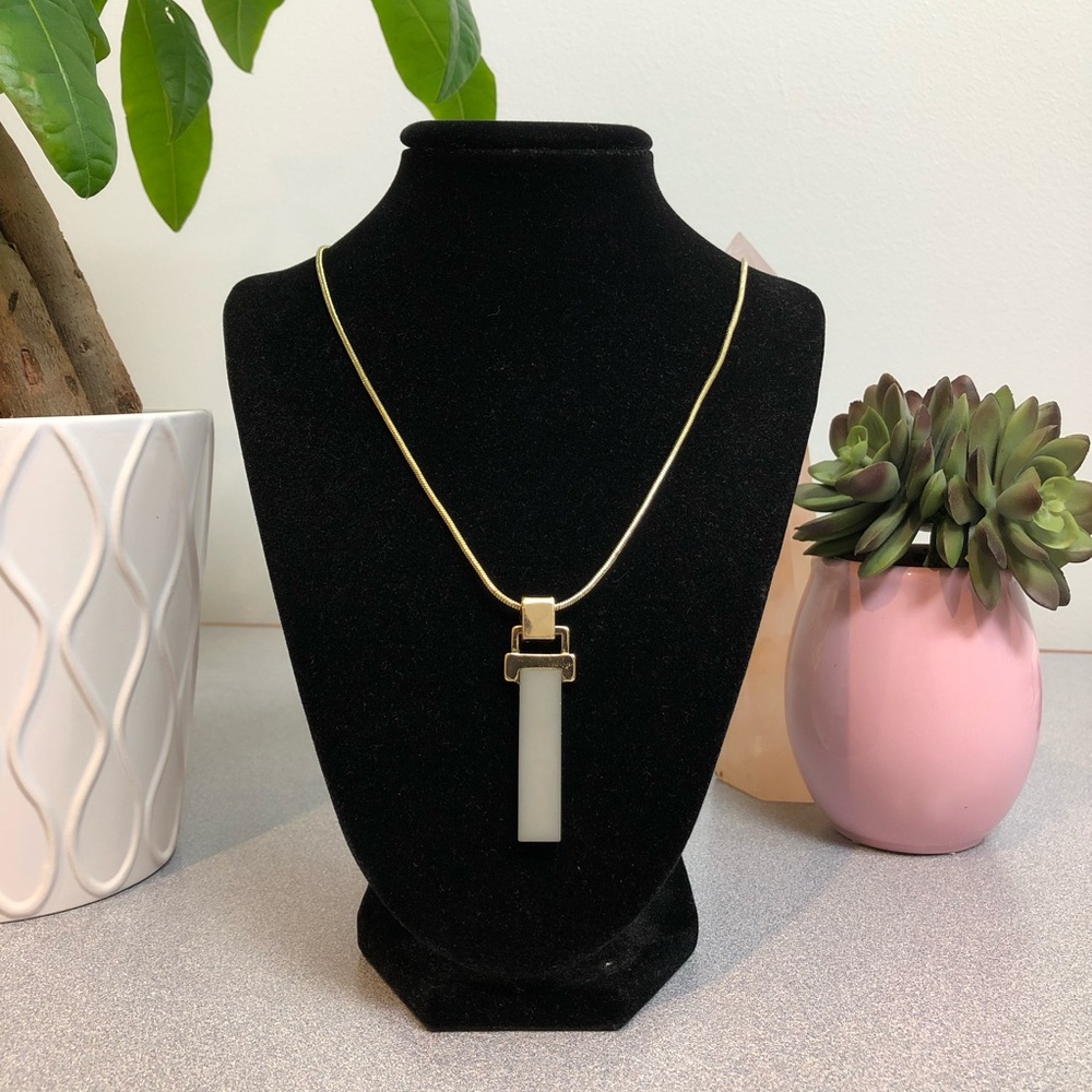 Grey and Gold Rectangle Pendant Necklace
